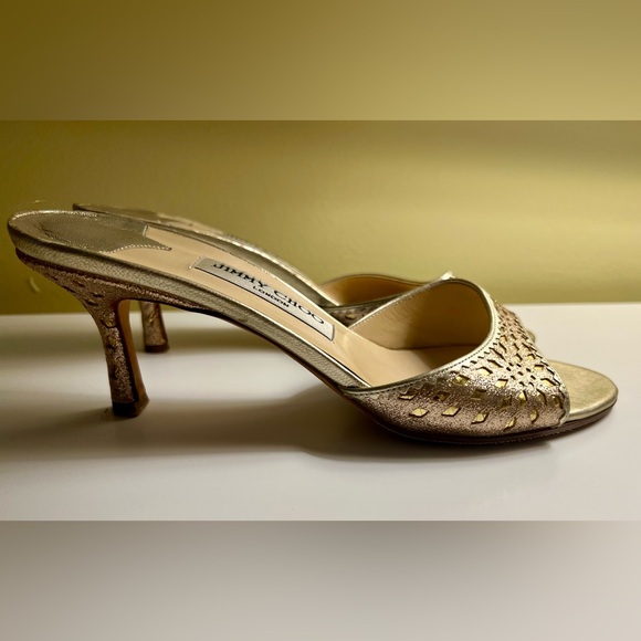 Jimmy Choo Size 39 Gold Kitten Heel Sandals - Picture 6 of 7